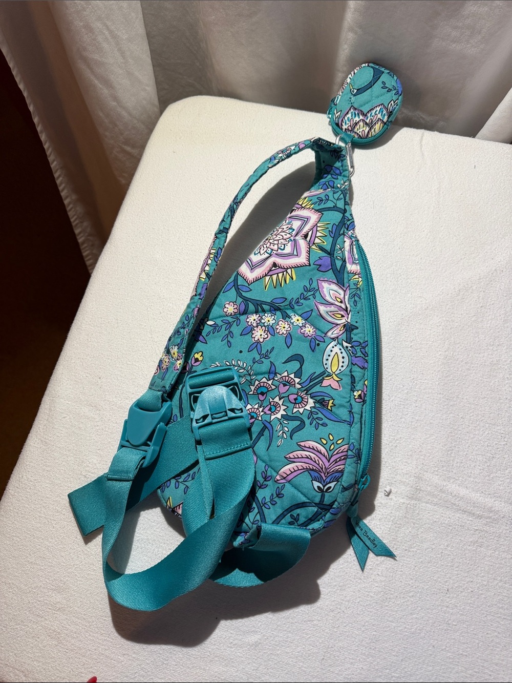 Vera Bradley Teal Floral Quilted Crossbody Sling Bag - Picture 3 of 7